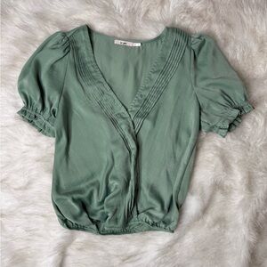 Women's Green V-Neck Blouse